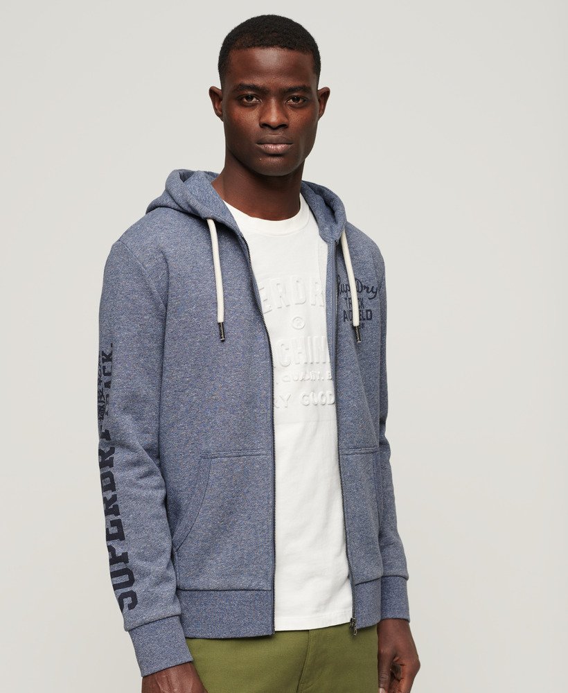 sportieve college hoodie met rits in tois blue grit