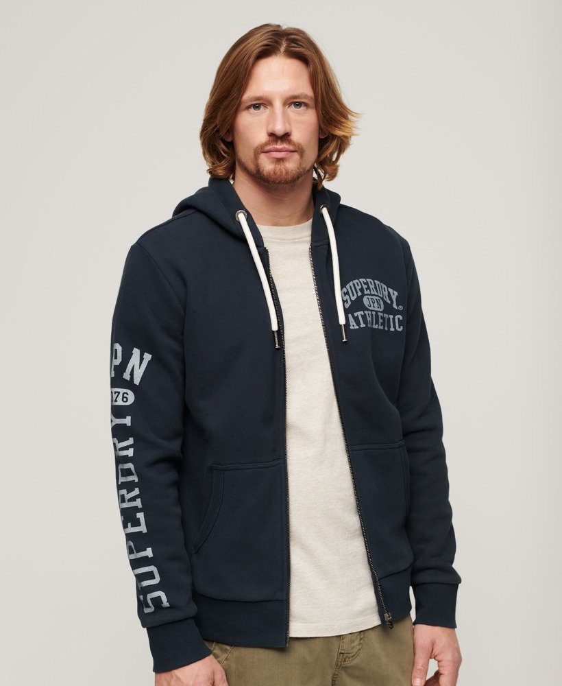 sportieve college hoodie met rits in eclipse navy