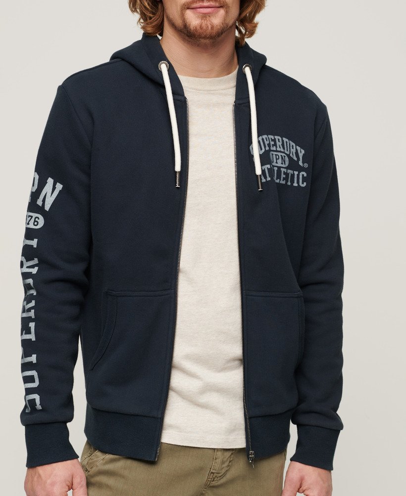 sportieve college hoodie met rits in eclipse navy