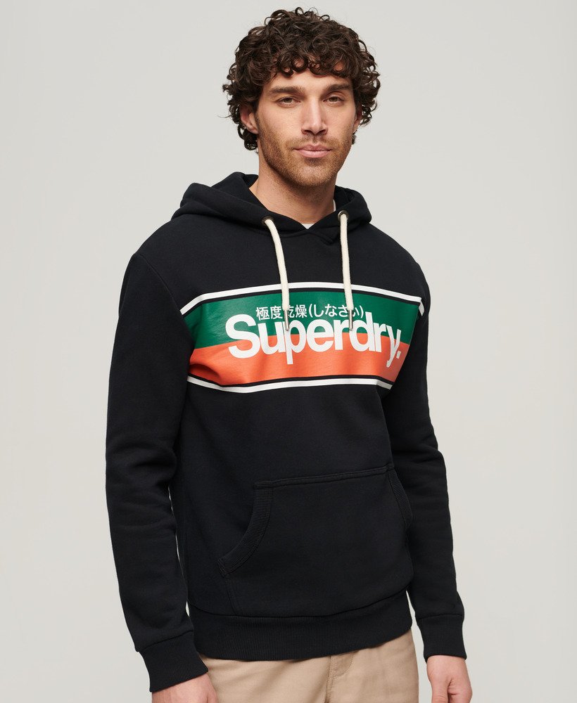 hoodie met core-logo en strepen in gitzwart