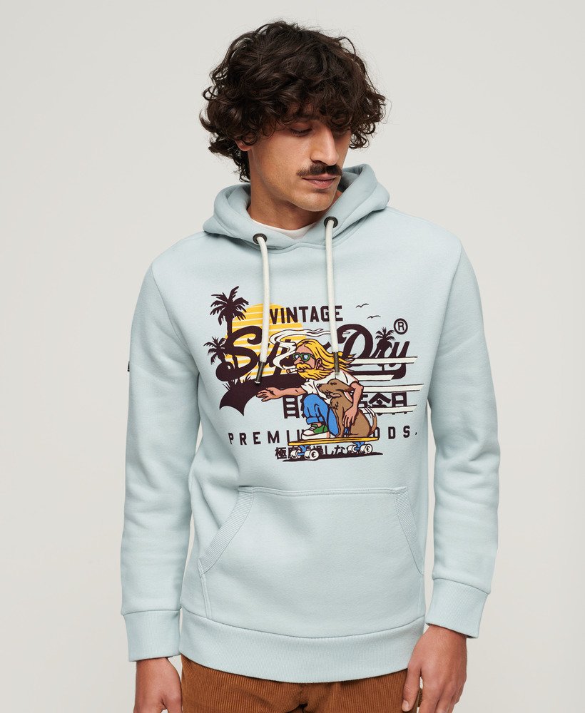 la graphic hoodie in zeezoutblauw