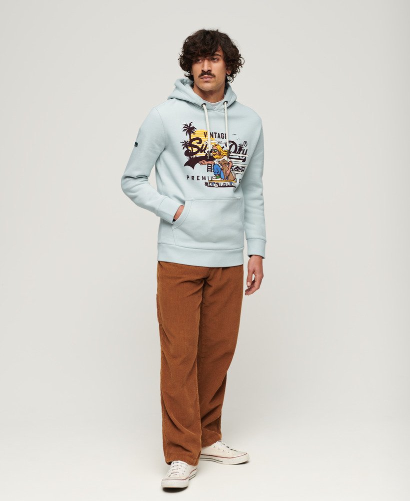 la graphic hoodie in zeezoutblauw