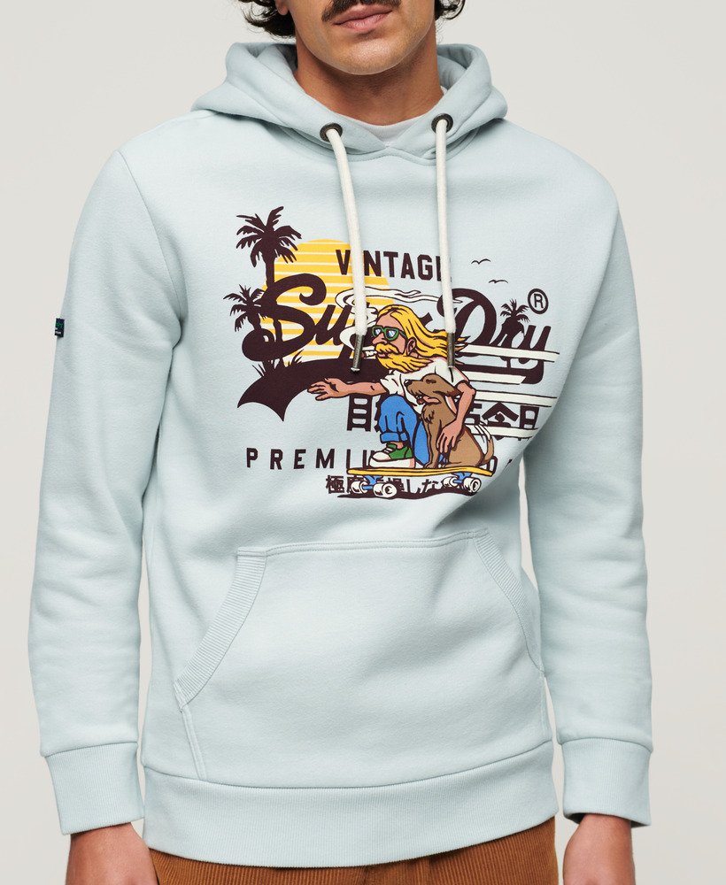 la graphic hoodie in zeezoutblauw