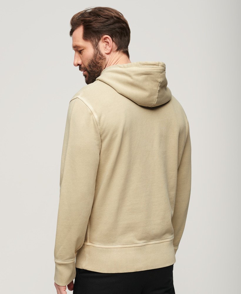 relaxte hoodie met contrasterende stiksels in gewassen pelikaanbeige.