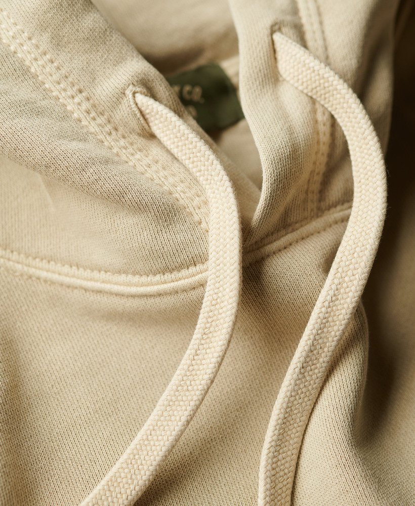 relaxte hoodie met contrasterende stiksels in gewassen pelikaanbeige.