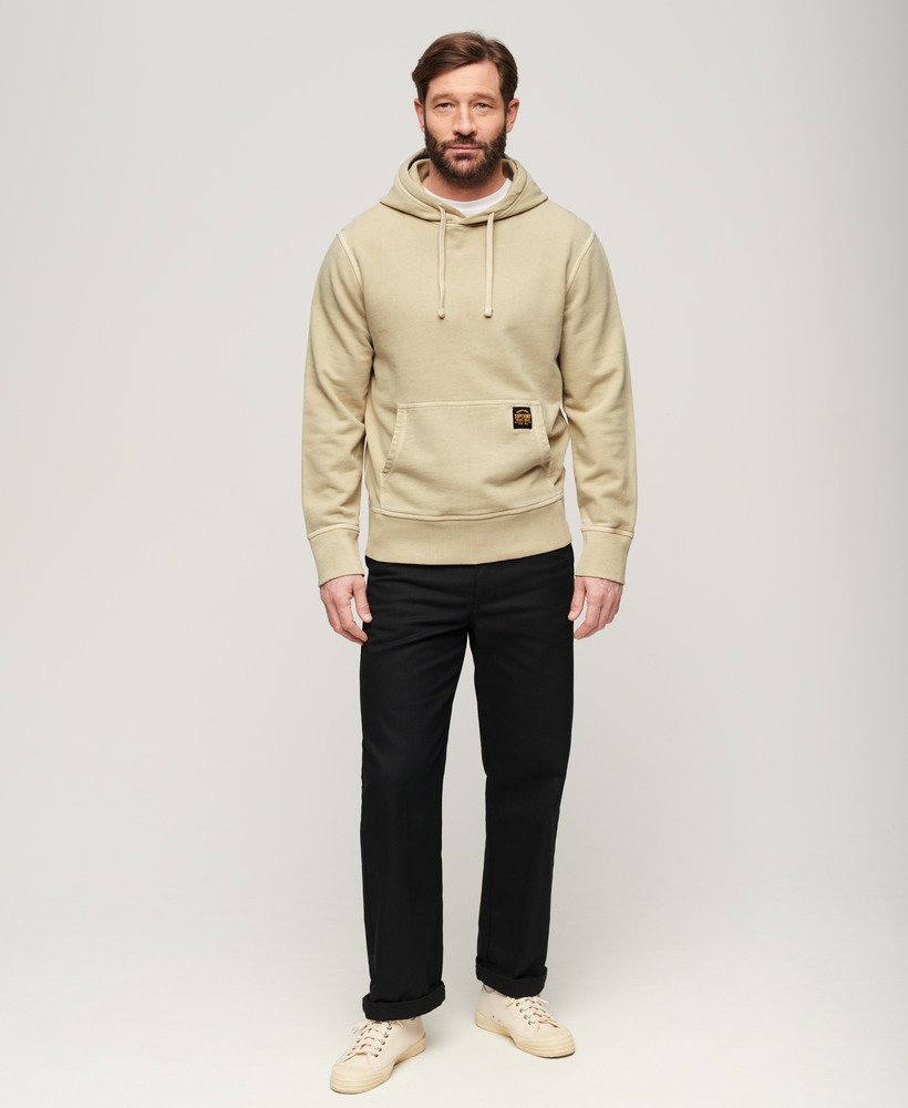 relaxte hoodie met contrasterende stiksels in gewassen pelikaanbeige.