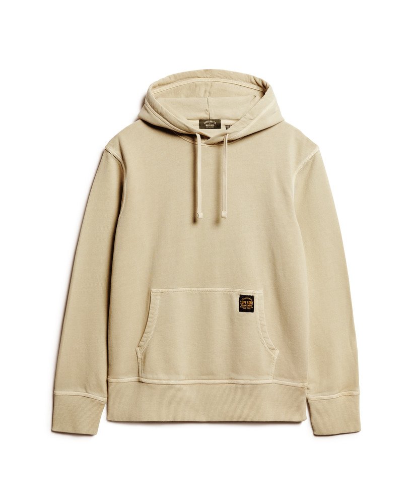 relaxte hoodie met contrasterende stiksels in gewassen pelikaanbeige.
