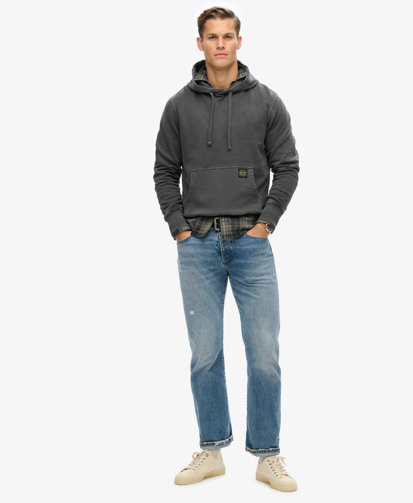 relaxte hoodie met contrasterende stiksels in gewassen zwart.