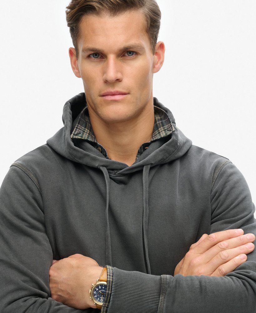 relaxte hoodie met contrasterende stiksels in gewassen zwart.
