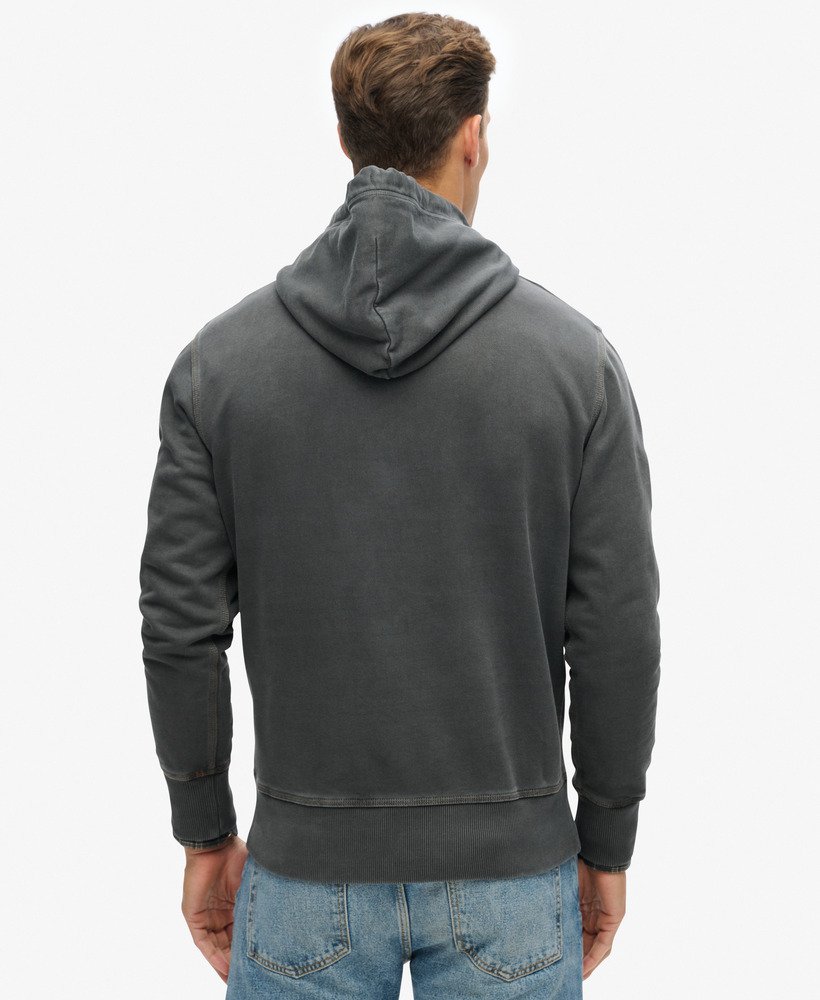 relaxte hoodie met contrasterende stiksels in gewassen zwart.