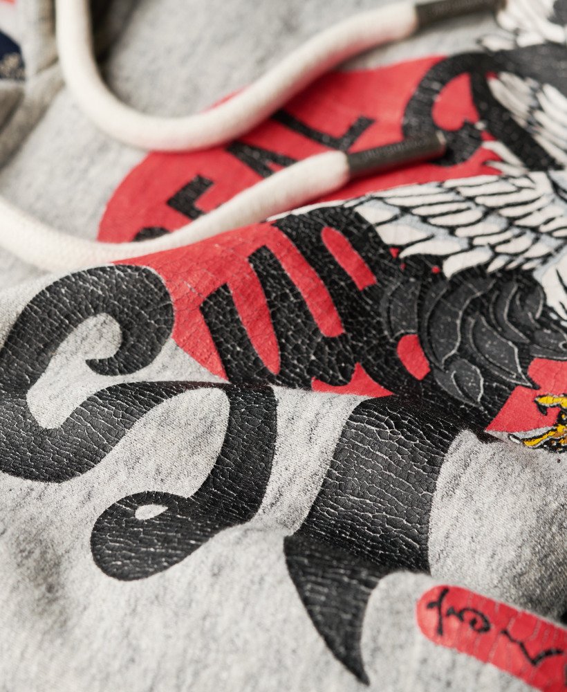 tokyo vintage logo hoodie in sportief grijs gemêleerd
