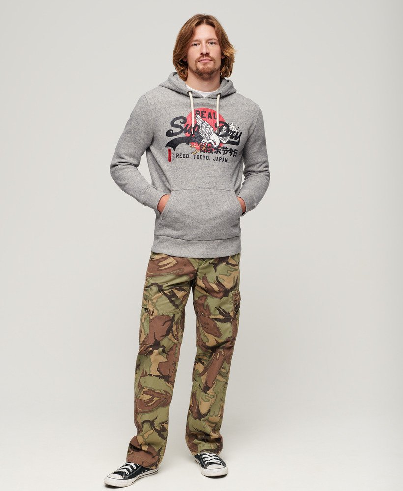 tokyo vintage logo hoodie in sportief grijs gemêleerd