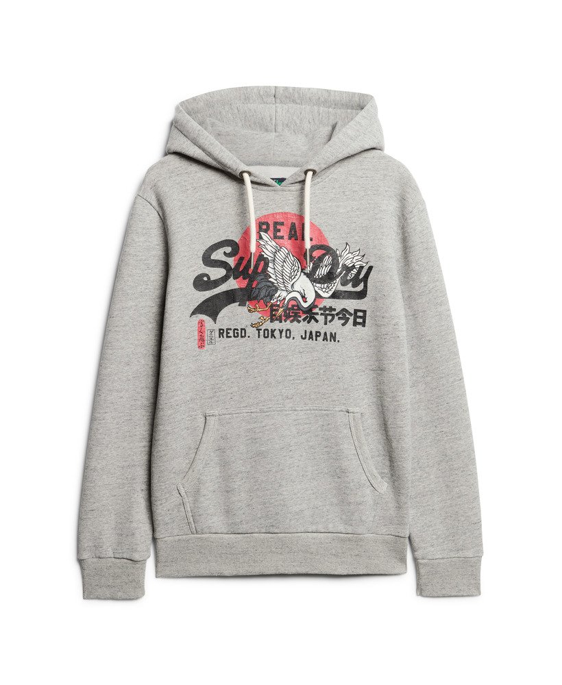 tokyo vintage logo hoodie in sportief grijs gemêleerd