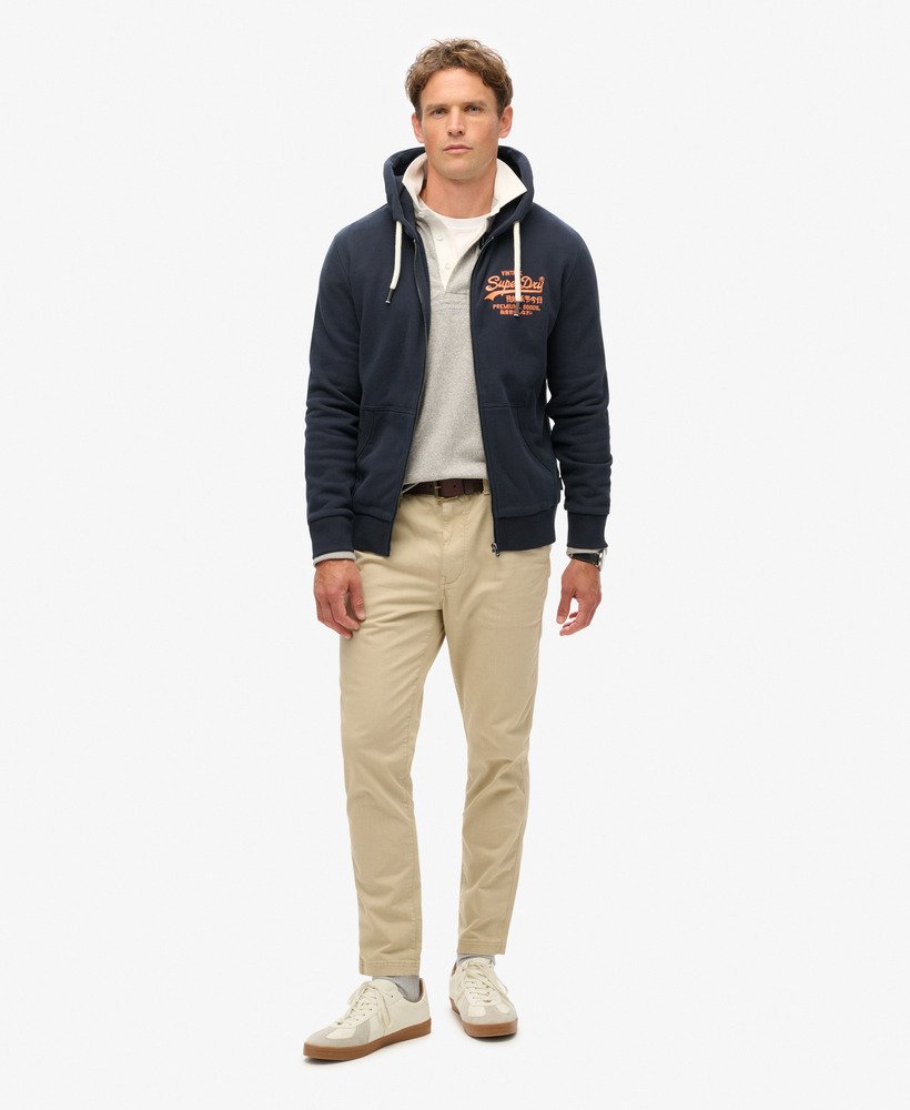 neon vintage logo zip hoodie in eclipse navy