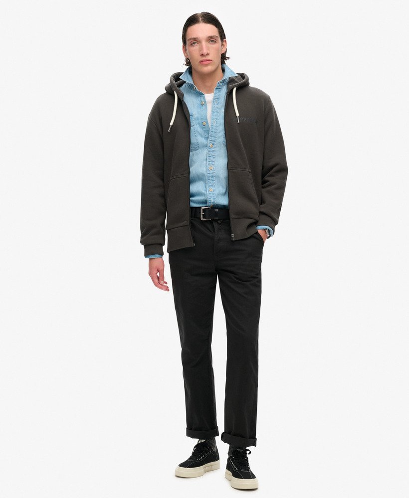 hoodie met losse ritssluiting en tattoo-print in gewassen zwart.