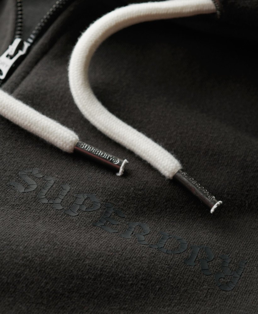 hoodie met losse ritssluiting en tattoo-print in gewassen zwart.