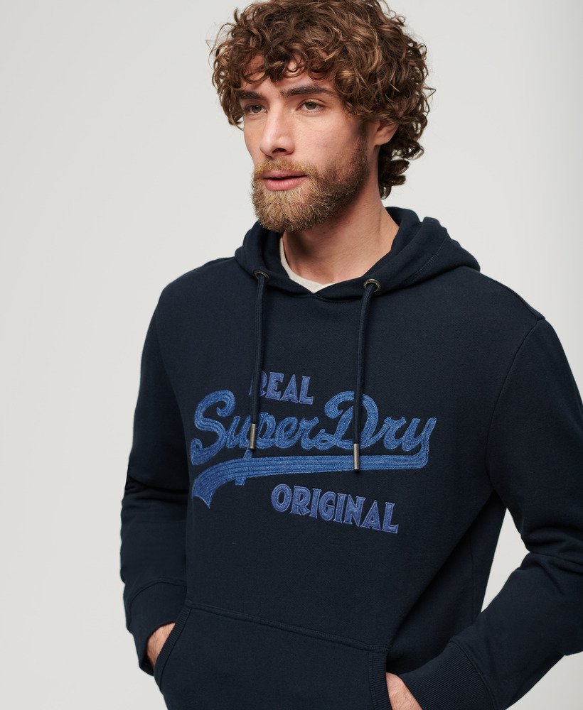 geborduurde hoodie met lange mouwen in eclipse navy
