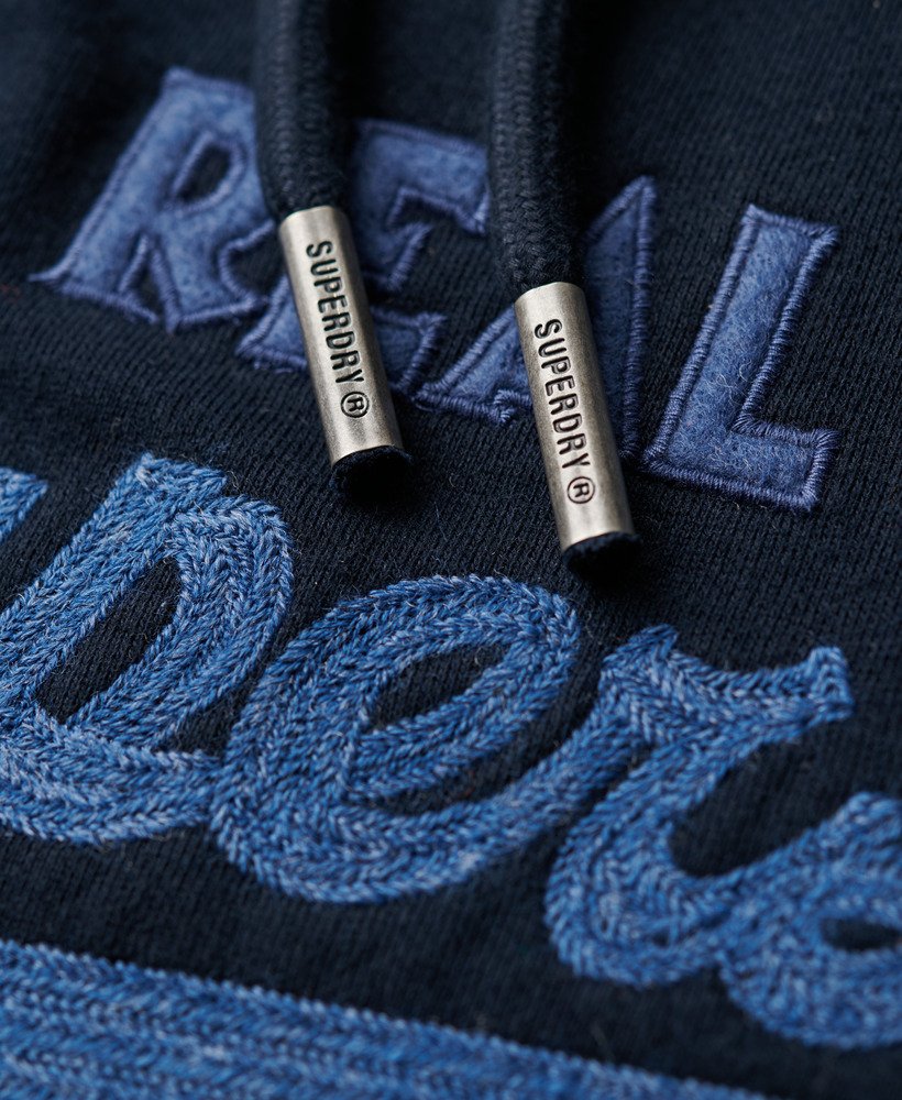geborduurde hoodie met lange mouwen in eclipse navy