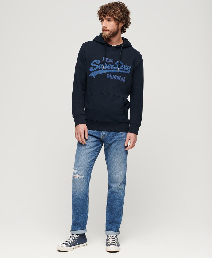 geborduurde hoodie met lange mouwen in eclipse navy