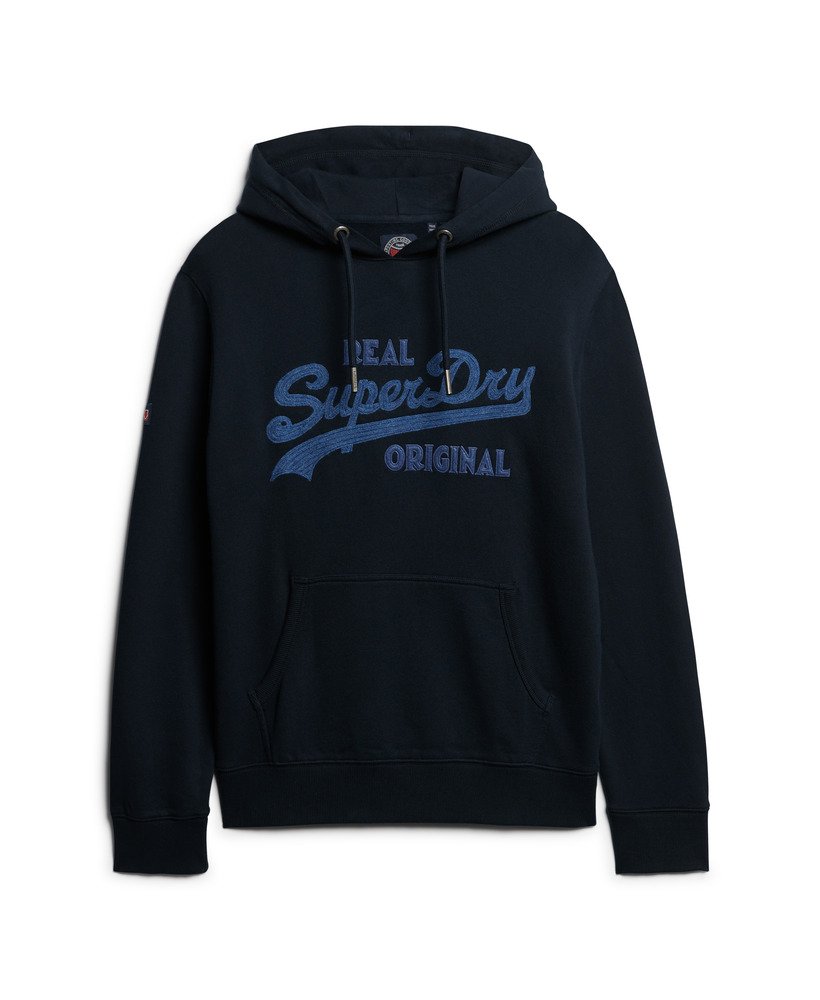 geborduurde hoodie met lange mouwen in eclipse navy