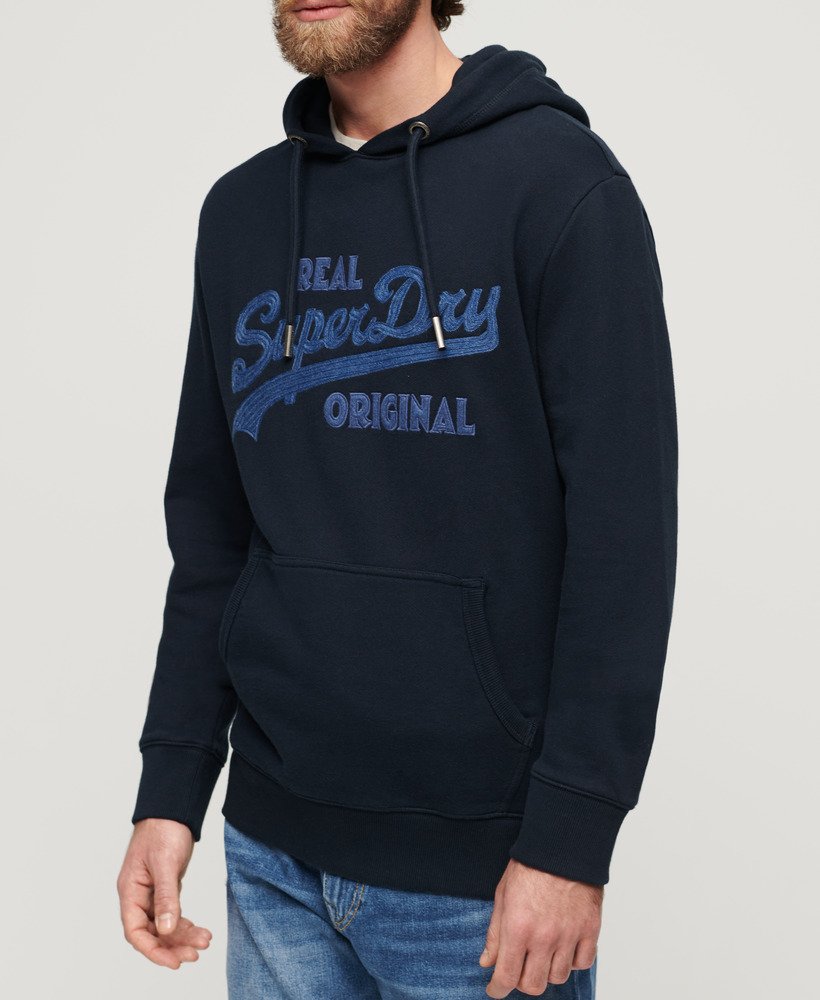 geborduurde hoodie met lange mouwen in eclipse navy