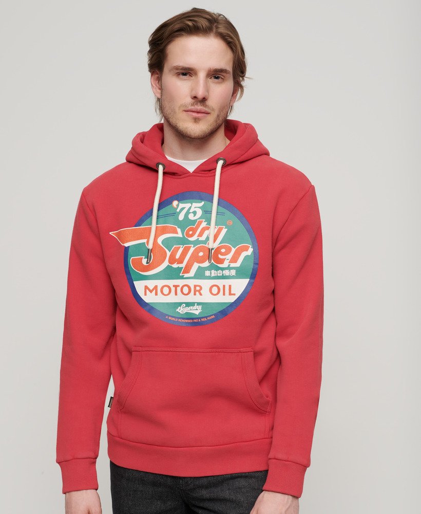 benzine werkkleding grafische hoodie in frisdrankrood
