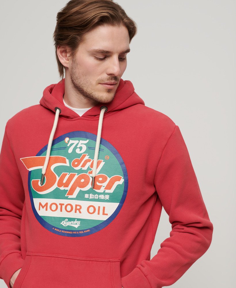 benzine werkkleding grafische hoodie in frisdrankrood
