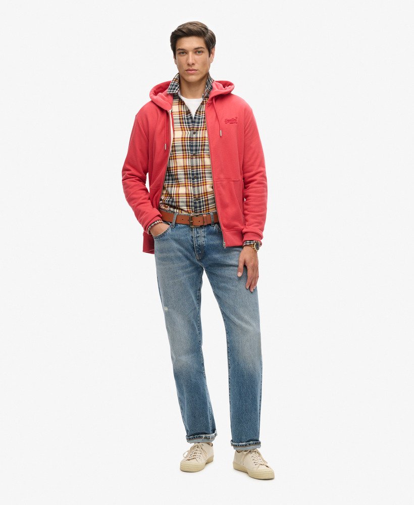 essential logo zip hoodie in kardinaalrood