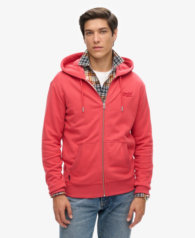 essential logo zip hoodie in kardinaalrood
