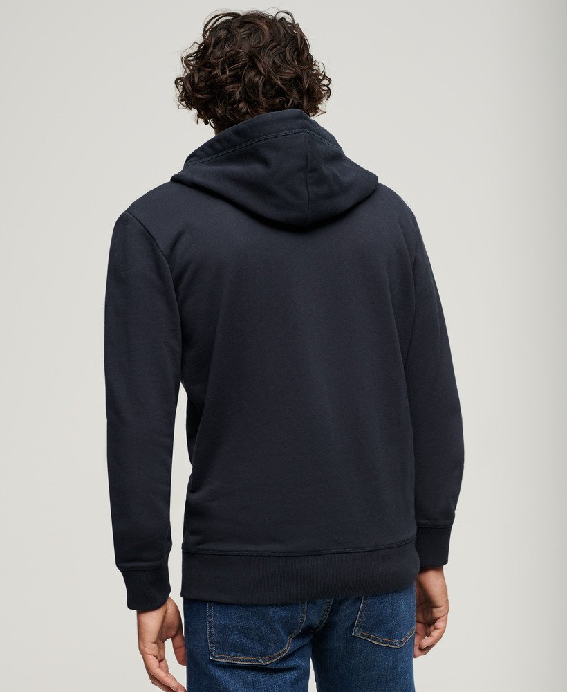 essential logo zip hoodie in eclipse navy