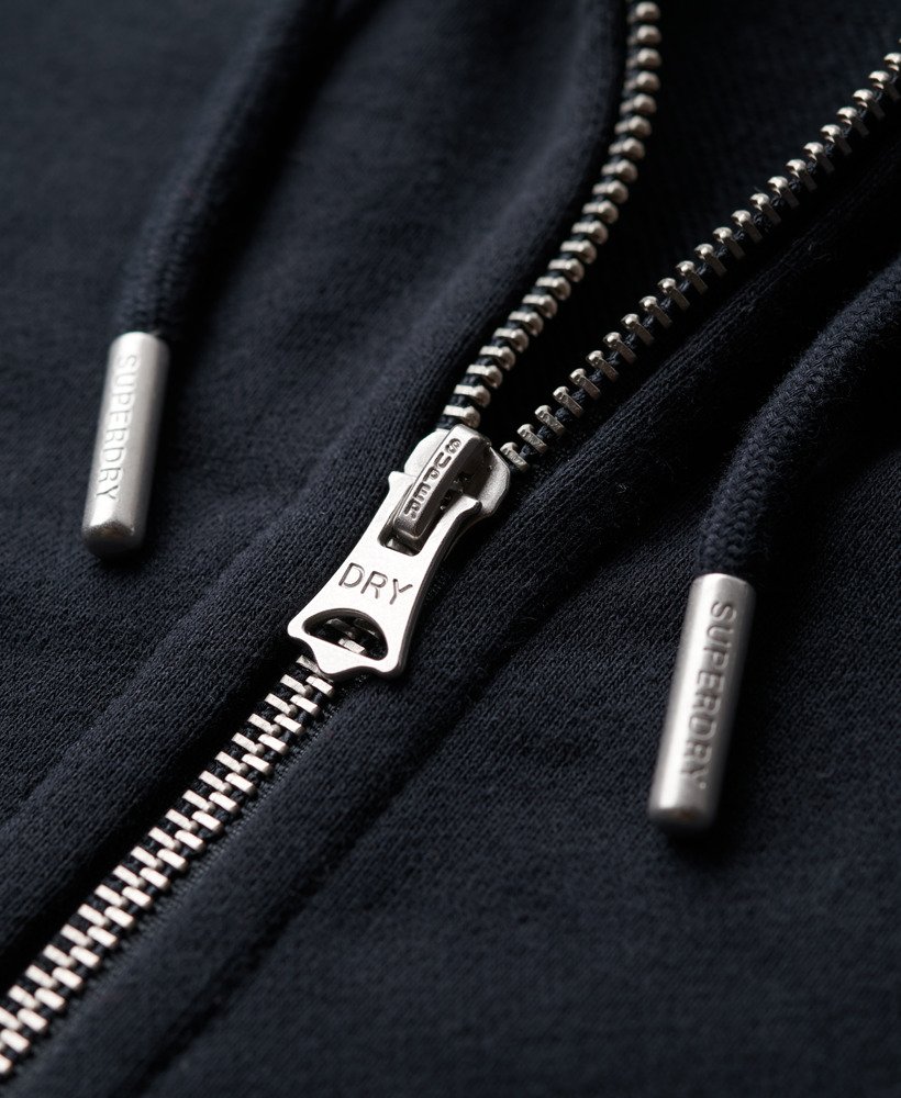 essential logo zip hoodie in eclipse navy