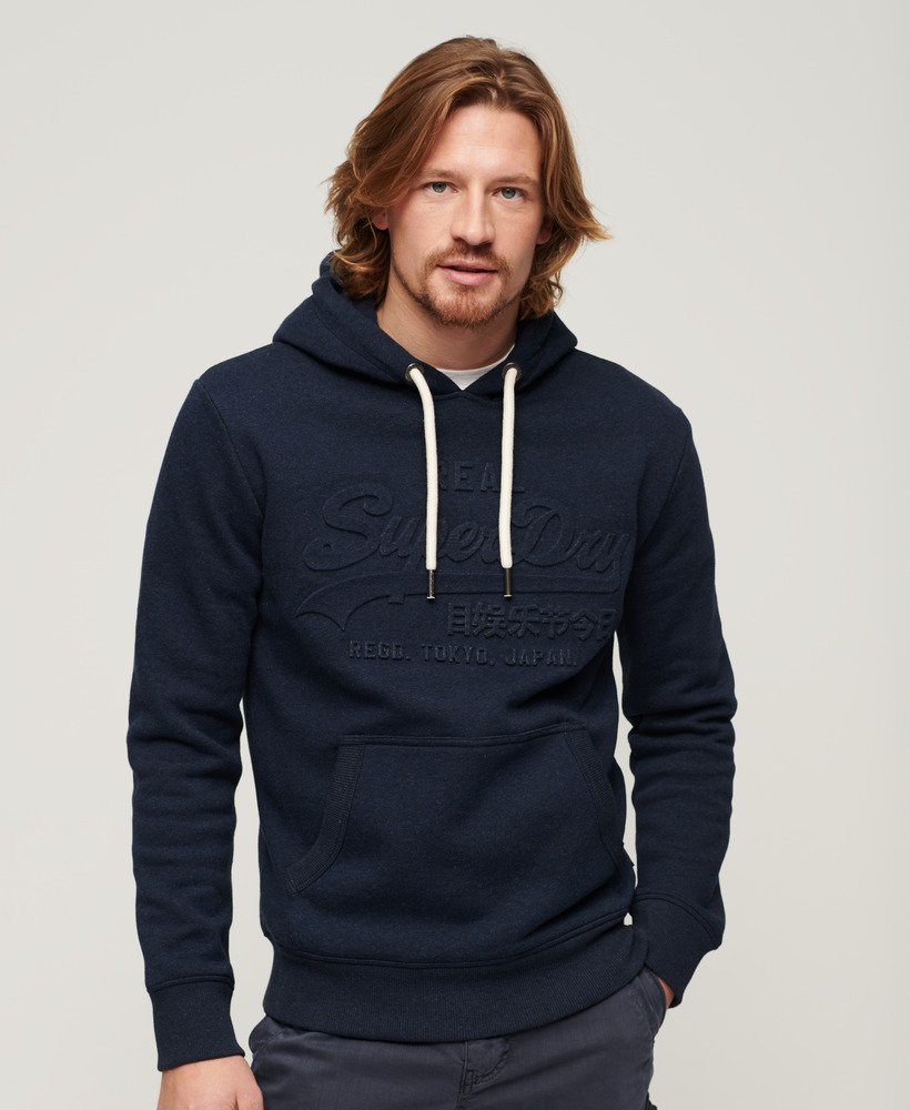 hoodie met reliëf vintage logo in surplus blauwzwart met gritprint