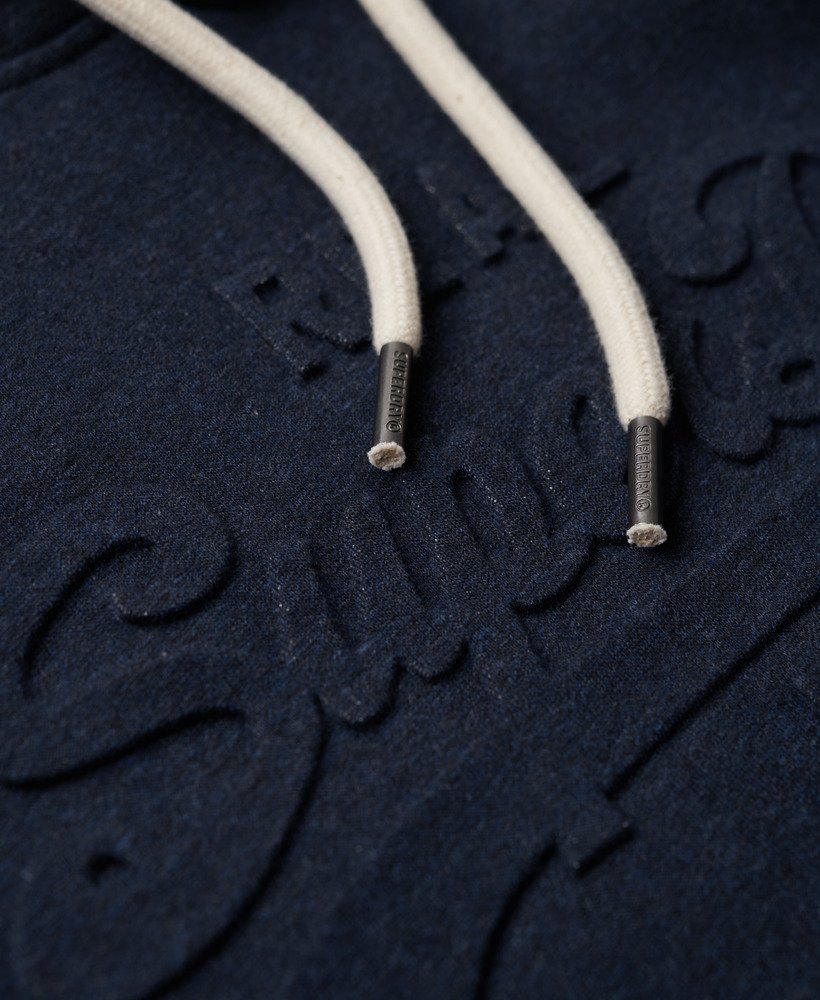 hoodie met reliëf vintage logo in surplus blauwzwart met gritprint