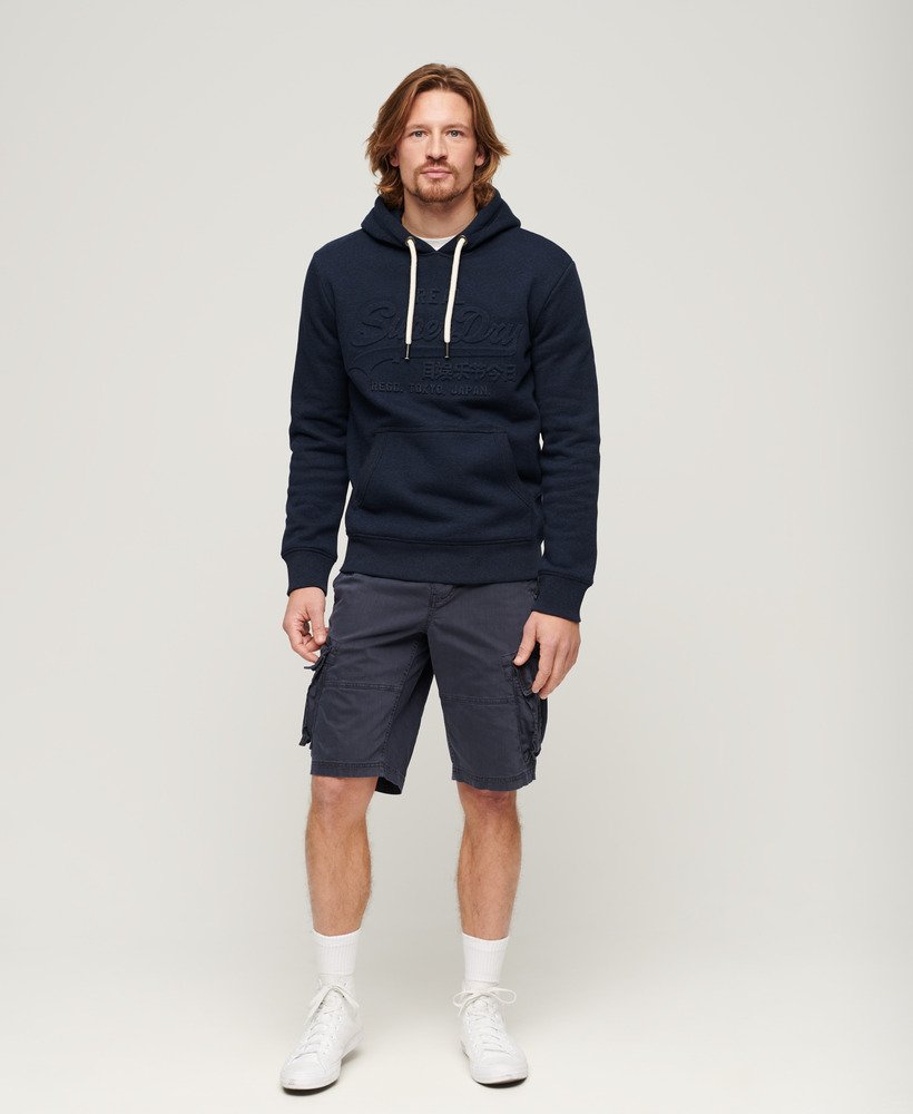 hoodie met reliëf vintage logo in surplus blauwzwart met gritprint