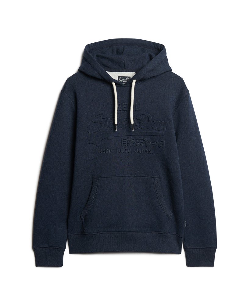 hoodie met reliëf vintage logo in surplus blauwzwart met gritprint