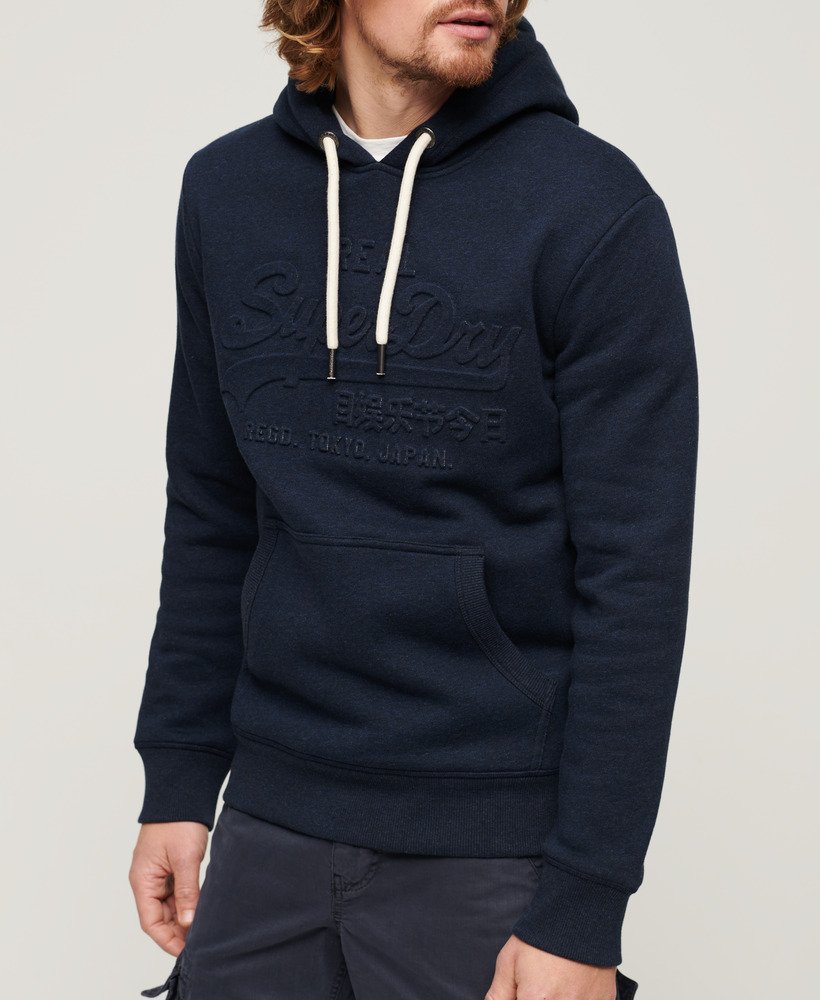 hoodie met reliëf vintage logo in surplus blauwzwart met gritprint