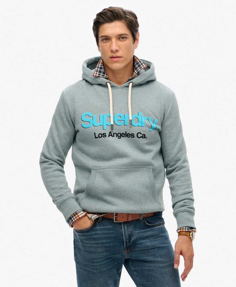 core logo classic hoodie in coastal blue grit