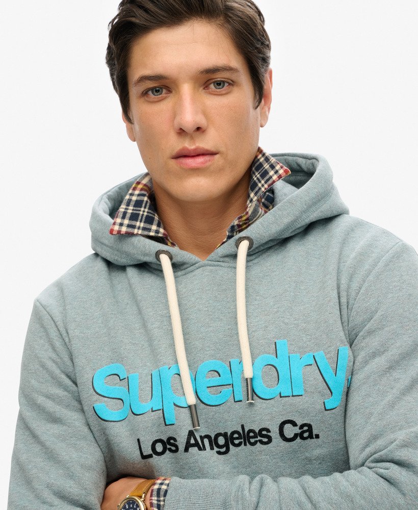 core logo classic hoodie in coastal blue grit