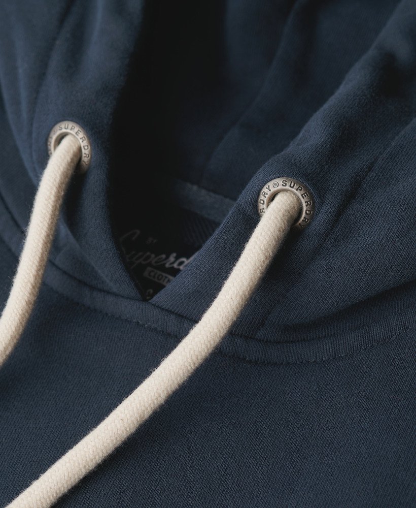 workwear flock chest graphic hoodie in eclipse navy