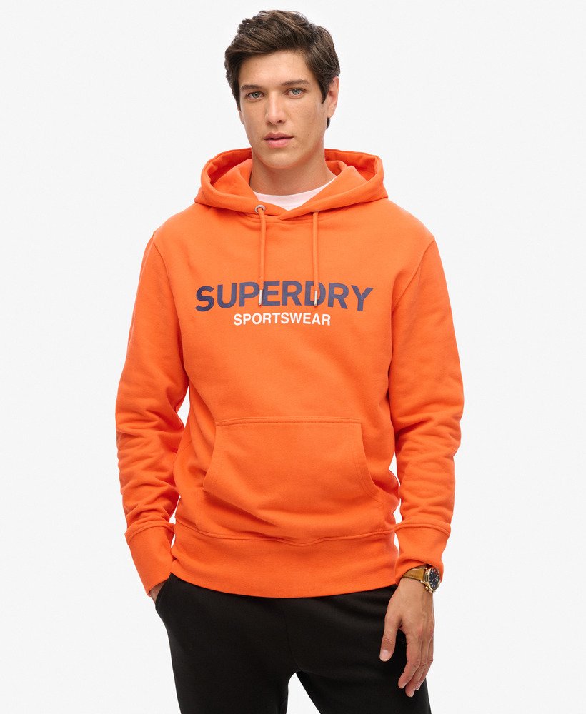 sportswear logo loose fit hoodie in flame orange