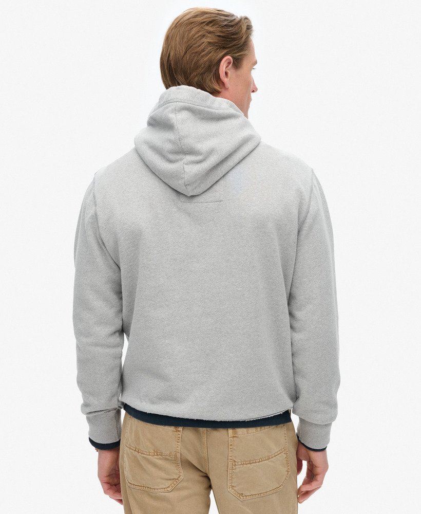 vintage sportieve hoodie in lichtgrijs gemêleerd.