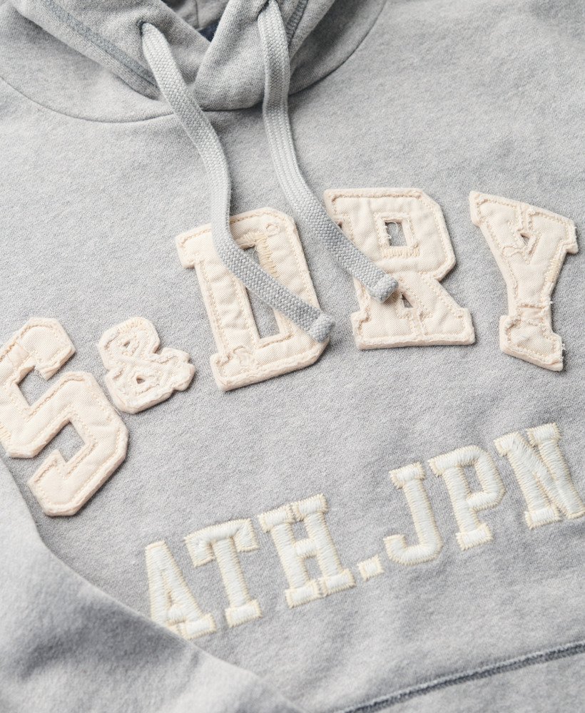 vintage sportieve hoodie in lichtgrijs gemêleerd.