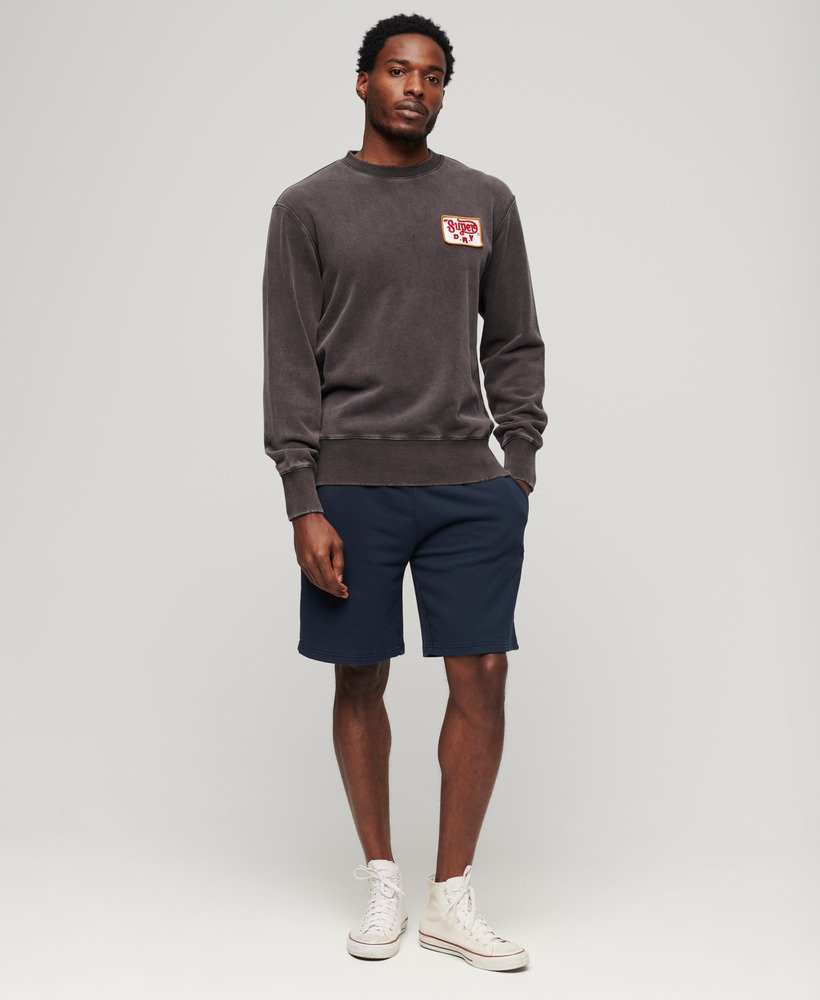 mechanic loose fit crew sweatshirt in gewassen zwart
