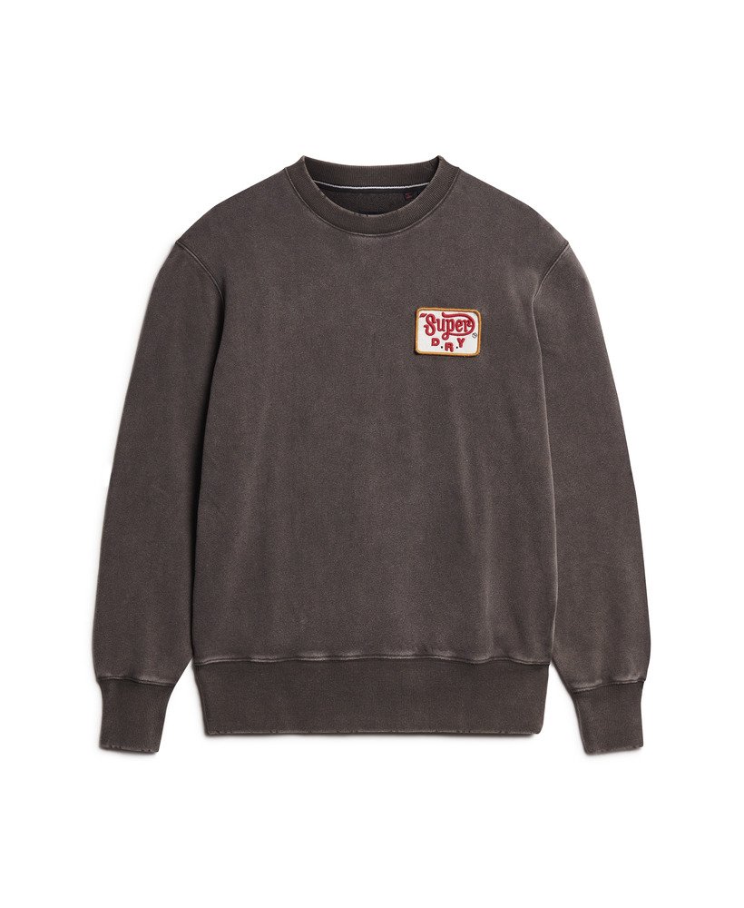 mechanic loose fit crew sweatshirt in gewassen zwart