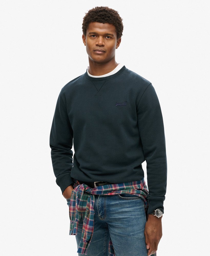 essential logo crew sweatshirt in eclipse navy