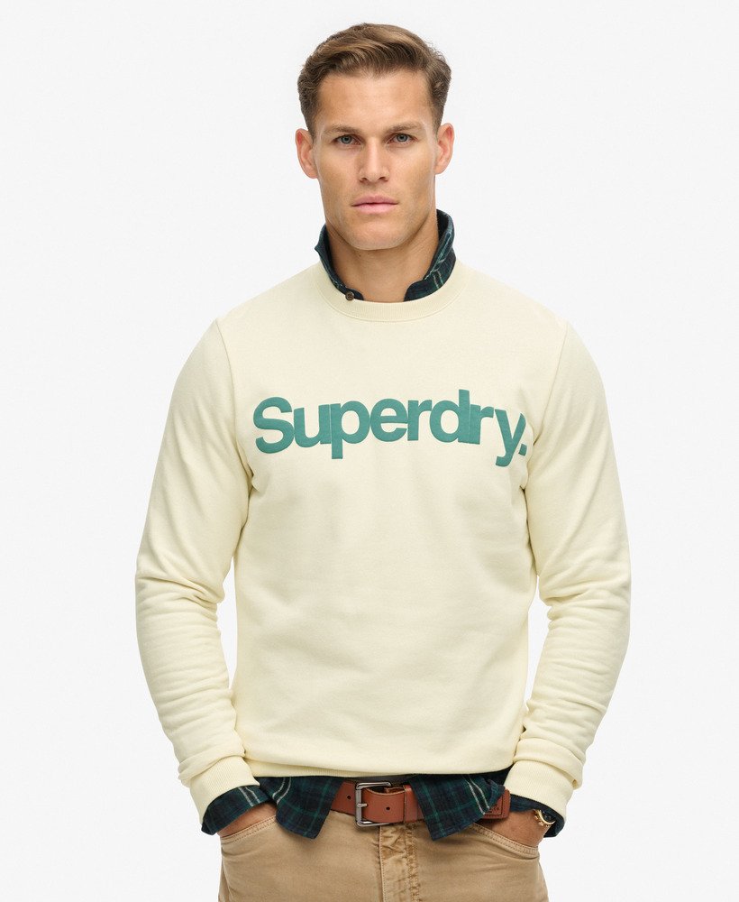 klassieke core logo-sweatshirt in oestercrème