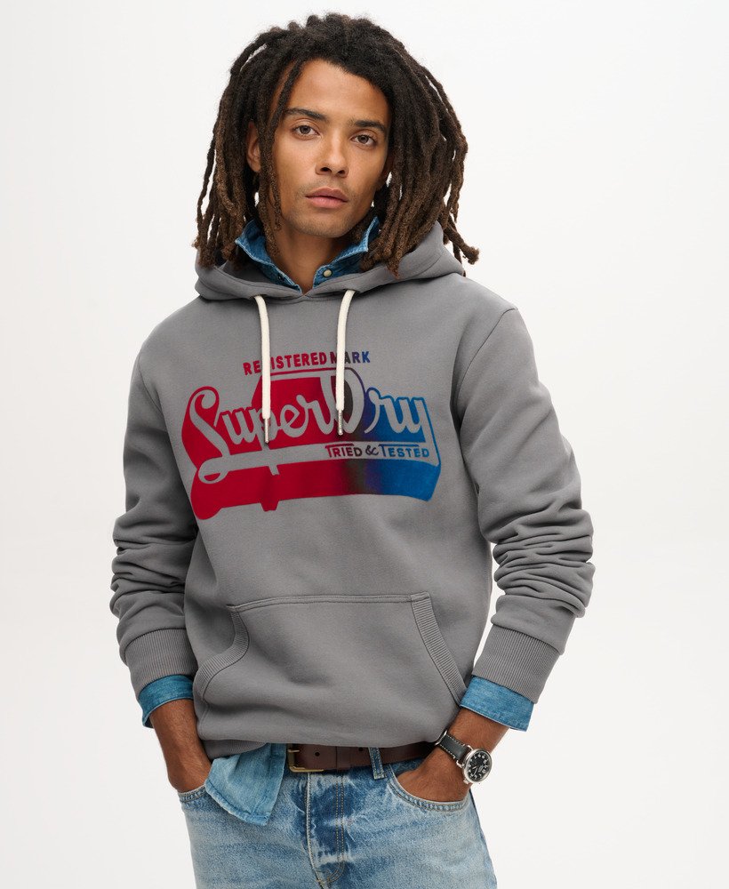hoodie met fluweelzachte vervaagde print in middengrijs.