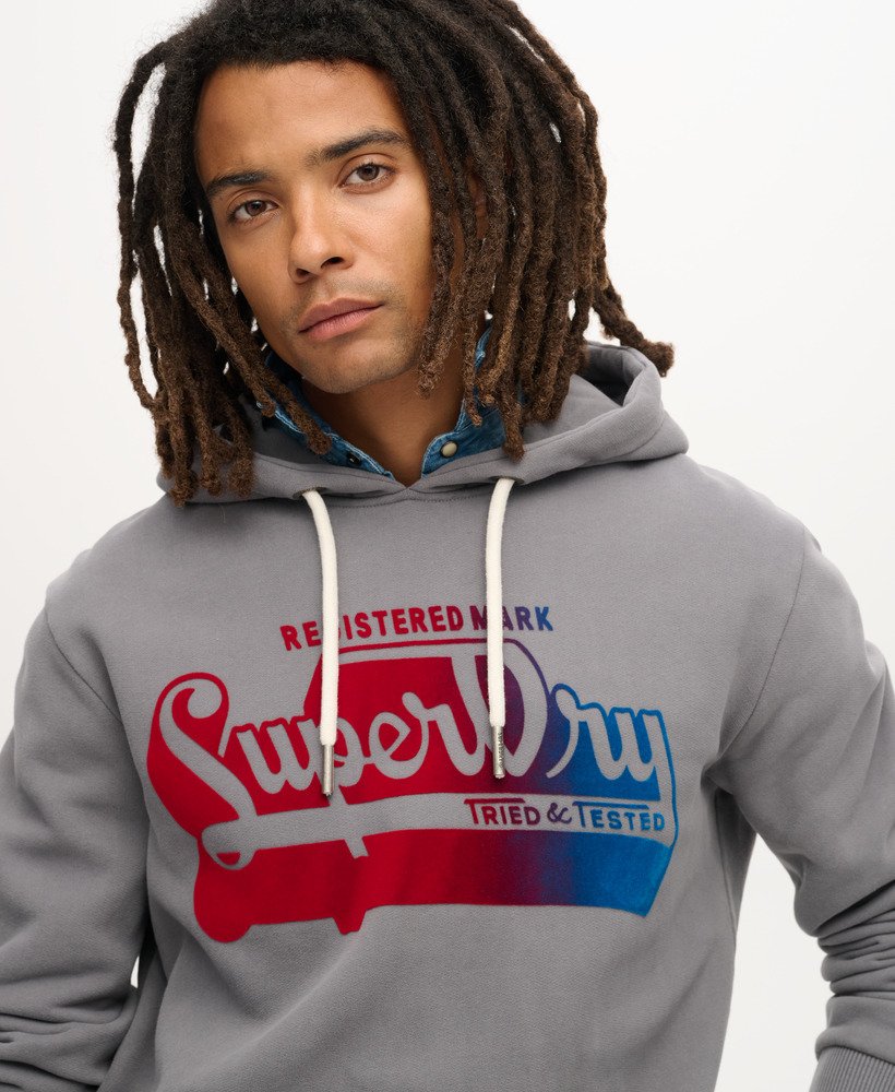 hoodie met fluweelzachte vervaagde print in middengrijs.