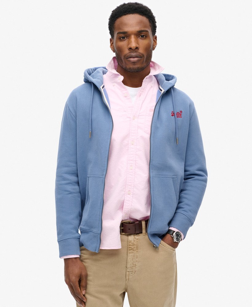 essential logo zip hoodie in moonlight blue