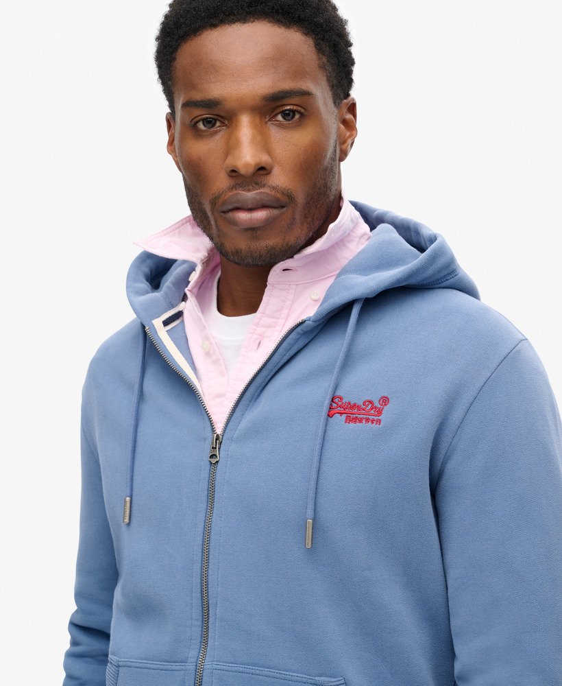essential logo zip hoodie in moonlight blue